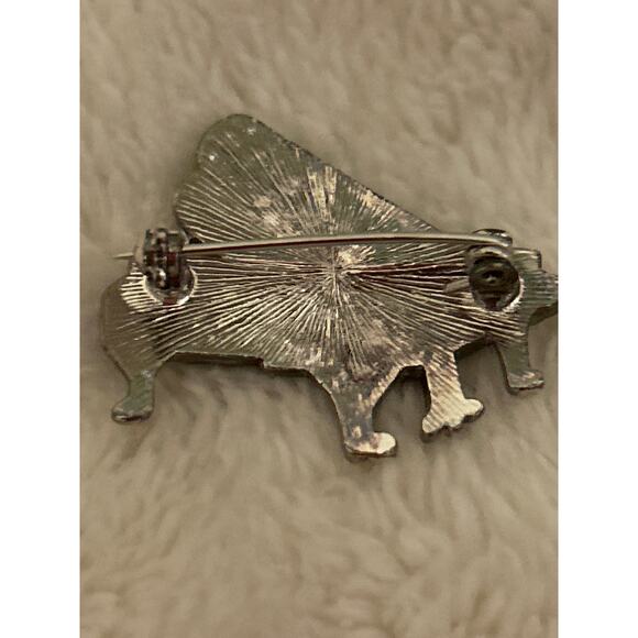 Vintage Brooch Piano Pin Stones Silver Tone - Picture 3 of 8